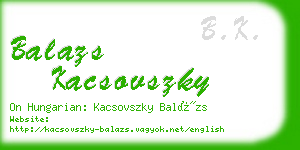 balazs kacsovszky business card